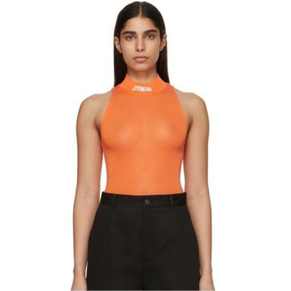 [SOLD ON DEPOP] Heron Preston Orange Mock Neck Bodysuit